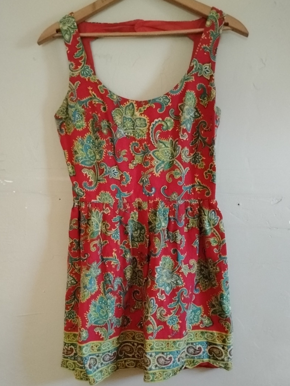Lanz of Salzburg Original Sleepwear Nightgown Nightshirt Open Back Paisley Red